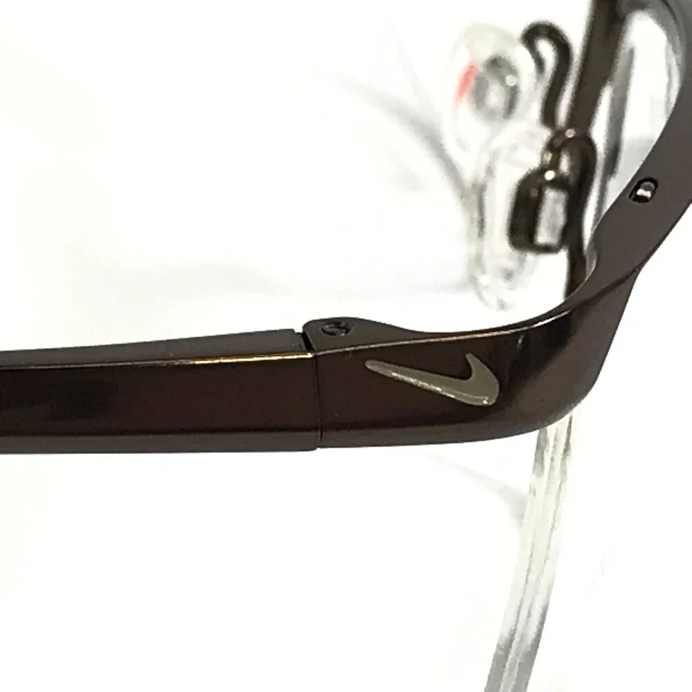 Nike Eyeglasses Frames 6044/1 205 Dark Cinder Brown Half Rim Titanium 55-15-140